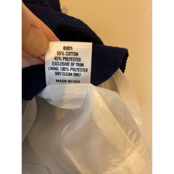 NWT Lauren James Navy Blue Seersucker Pleated Skirt Pockets Preppy Medium - Picture 10 of 11